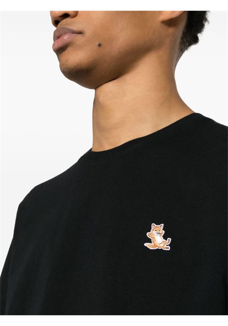 T-shirt con applicazione Chillax Fox in nero - MAISON KISTUNE uomo MAISON KITSUNÉ | LM00110KJ0008P199